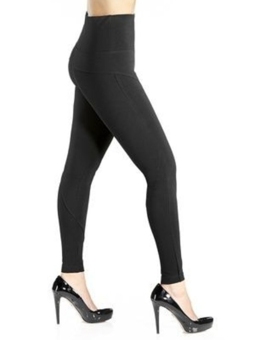 Lyssé Taylor Coated Foil Shimmer Ponte Leggings High Rise Front Seam Black XS